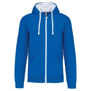 Kariban Contrast f�rfi kapucnis pul�ver, Light Royal Blue/Whi