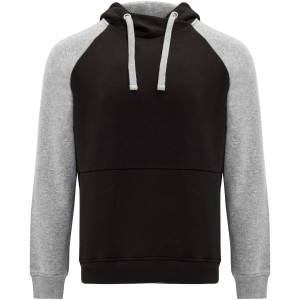 Roly Badet gyerek kapucnis pul�ver, Solid black, Heather grey