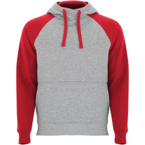 Roly Badet uniszex kapucnis pul�ver, Heather grey, Red