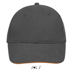 Sols Buffalo 6 paneles baseballsapka, Dark Grey/Orange